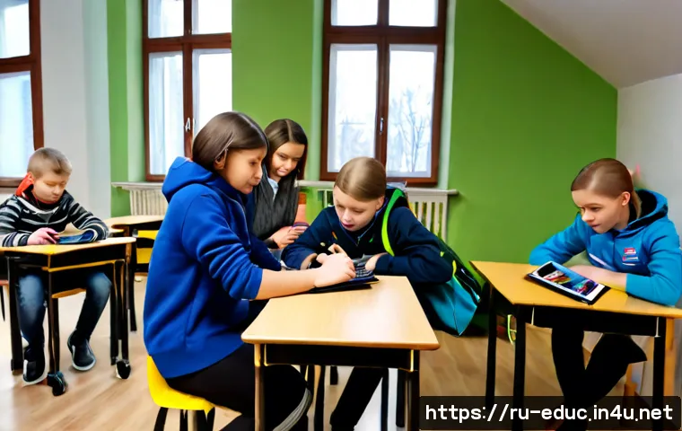 Home 17 국가별 교육 개혁 사례 - Photorealistic modern public school classroom in Moscow, Russia, showing an education reform focused...